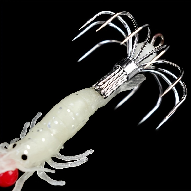 14Pcs Luminous Squid Hook Lure, 8cm Artificial Shrimp Shape