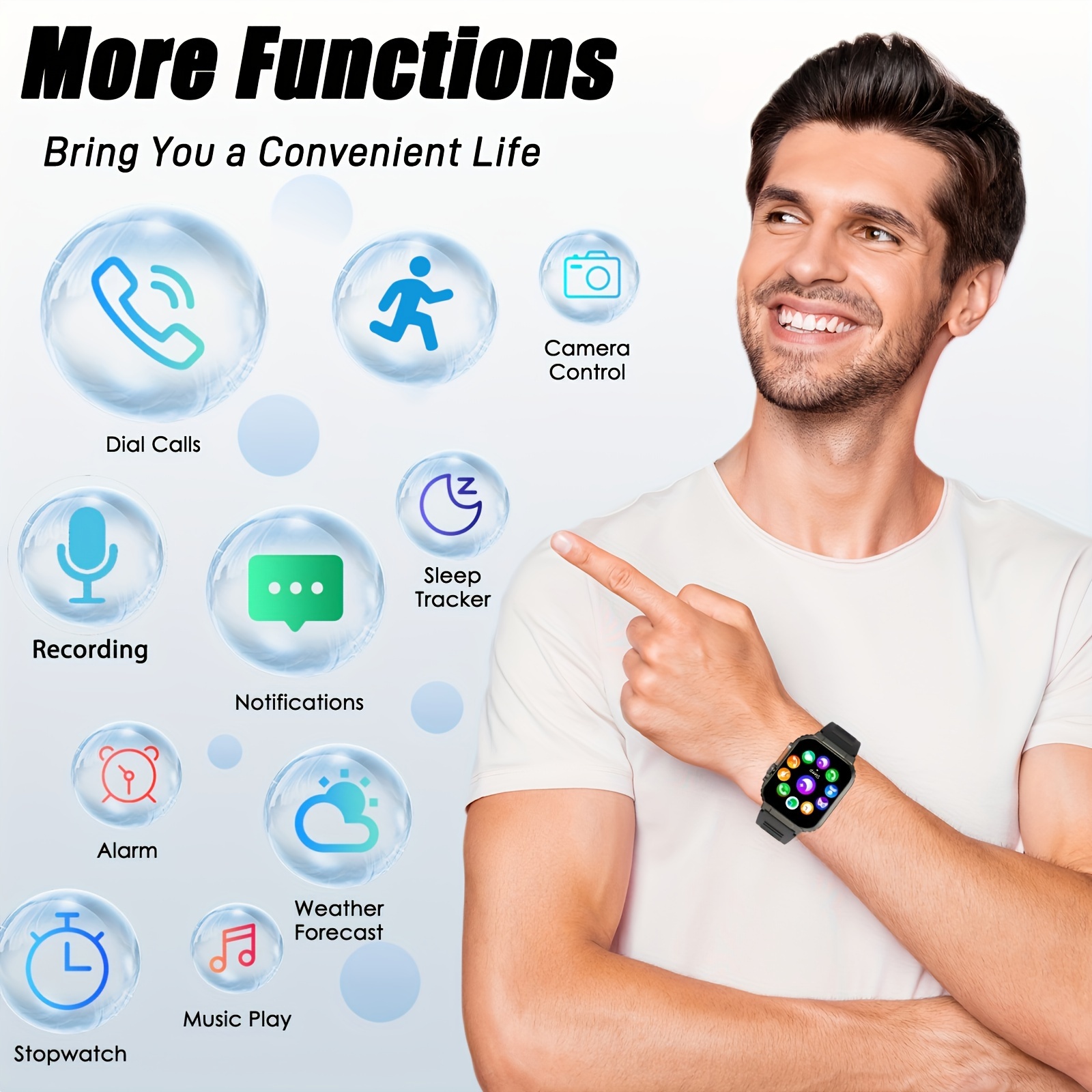 IP68 Water Proof Smart Watch with Touch Control, Heart Rate