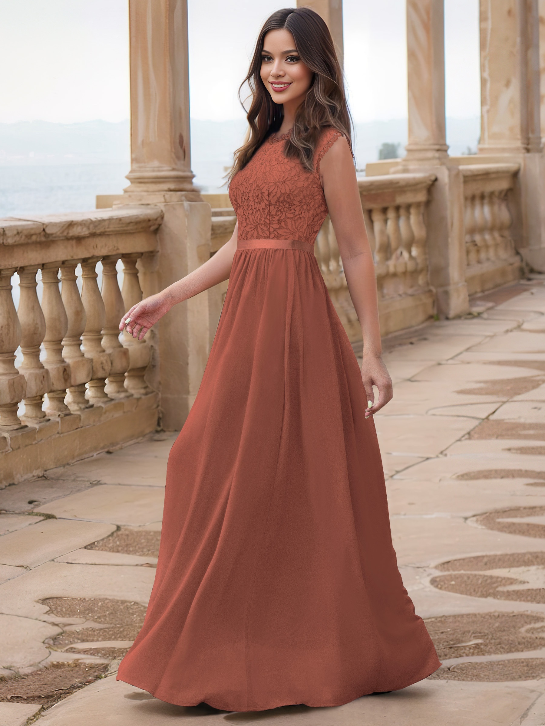 Rust colored 2025 lace dress