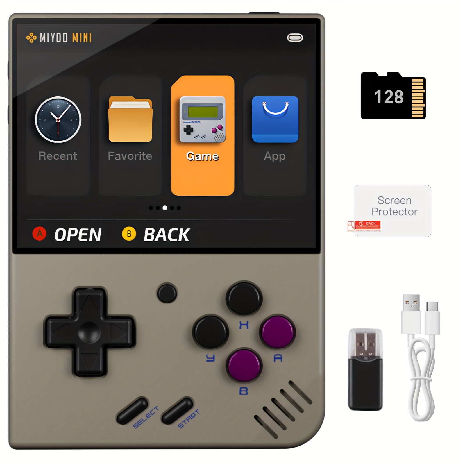  Miyoo Mini Plus Handheld Game Console, with Dedicated Storage  Case, 3.5 Inch IPS 640x480 Screen, 64G TF Card with 10,000+ Games, 3000mAh  7+Hours Battery, Support Wireless Network (Black 64G+Case) : Toys