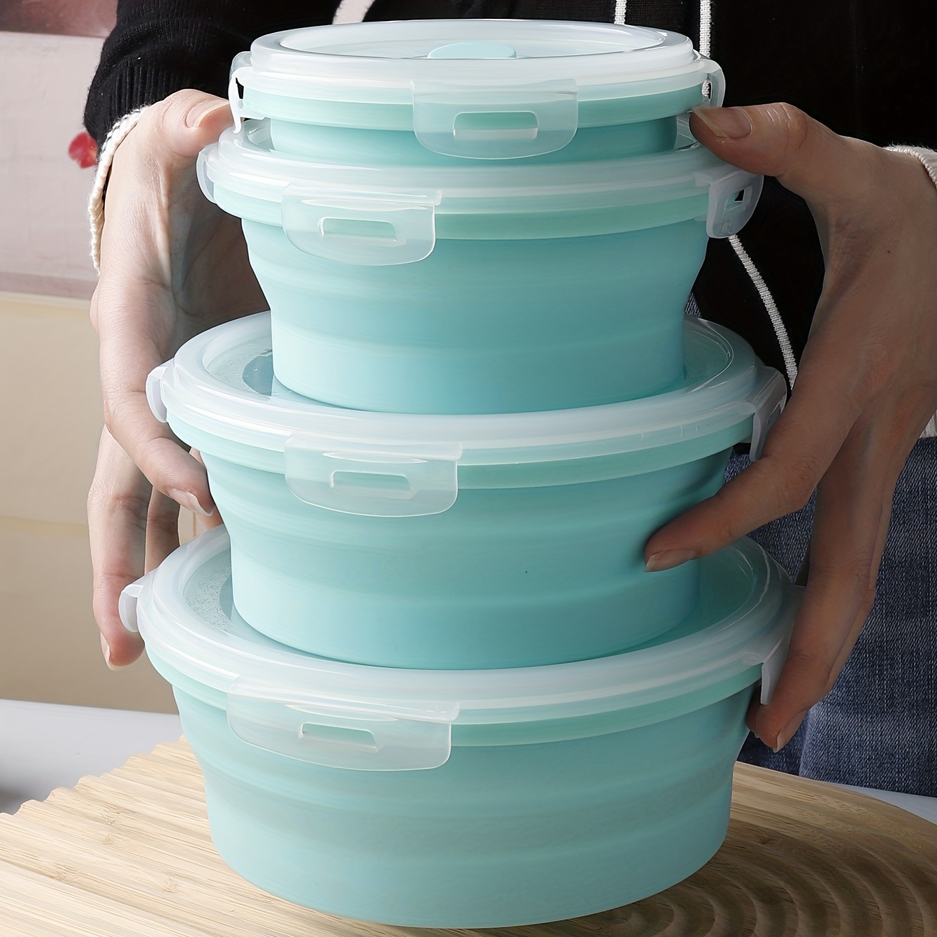 Collapsible Silicone Food Storage Container Stackable Space - Temu