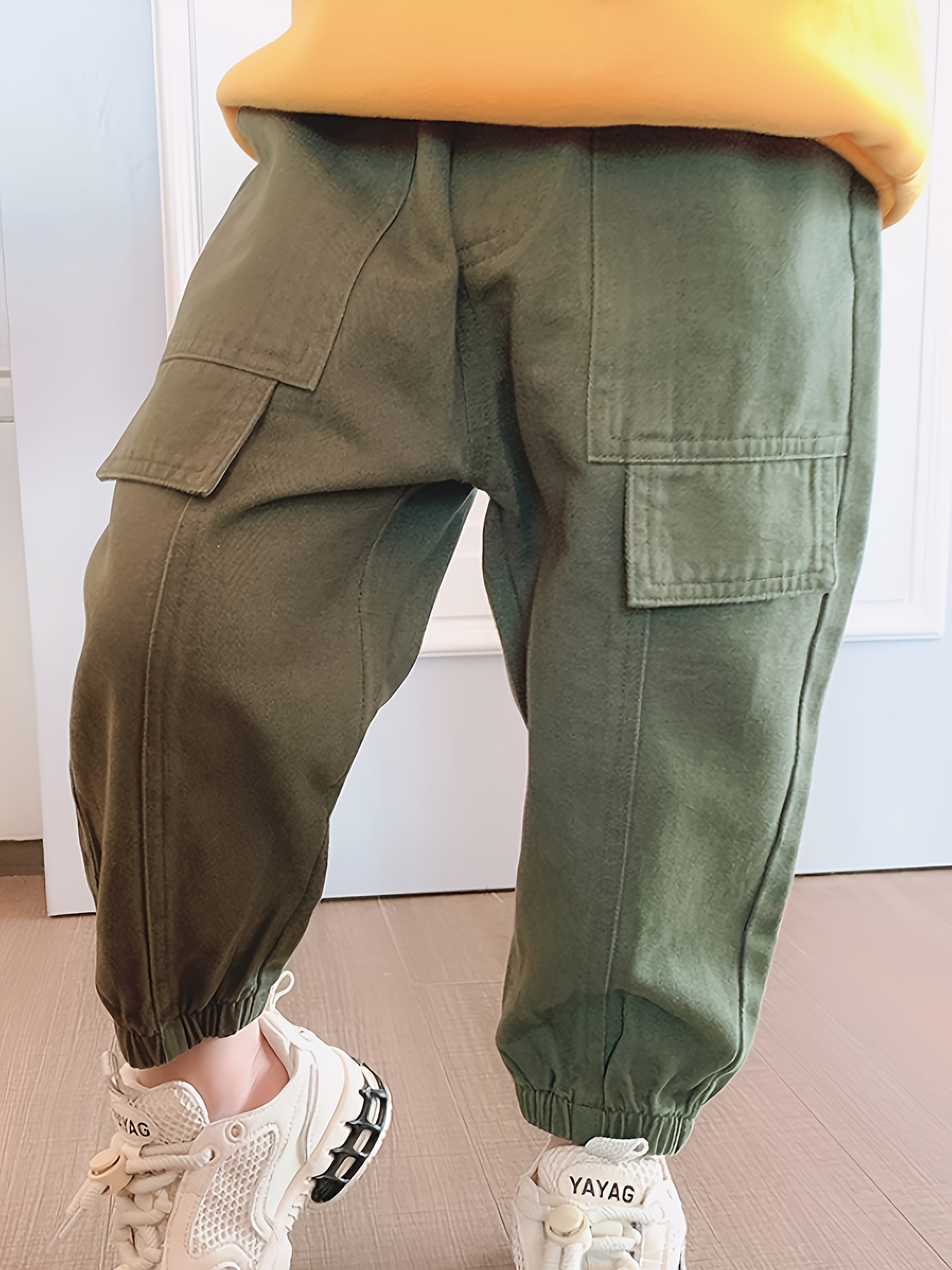 Boy's Casual Cargo Pants Elastic Waist Comfy Pockets Trendy - Temu