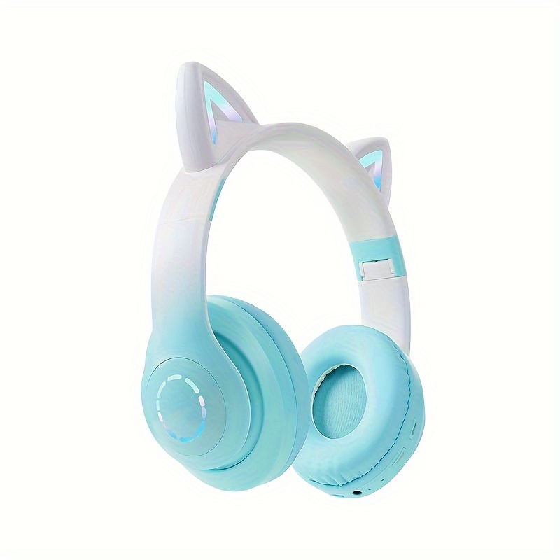 

Urizons Wireless Cat Ear Headphones Tws And Wired Mode Foldable Gaming Headset With Mic, Rgb Led Light, Compatible With Mobile Phones Pc Tablet