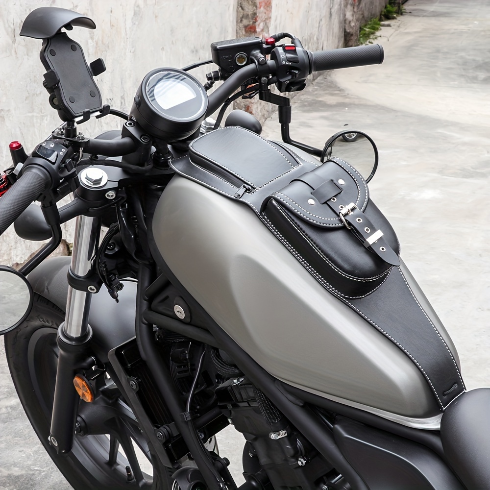 Universal Motorcycle Faux Leather Tank Bag Detachable Fuel - Temu