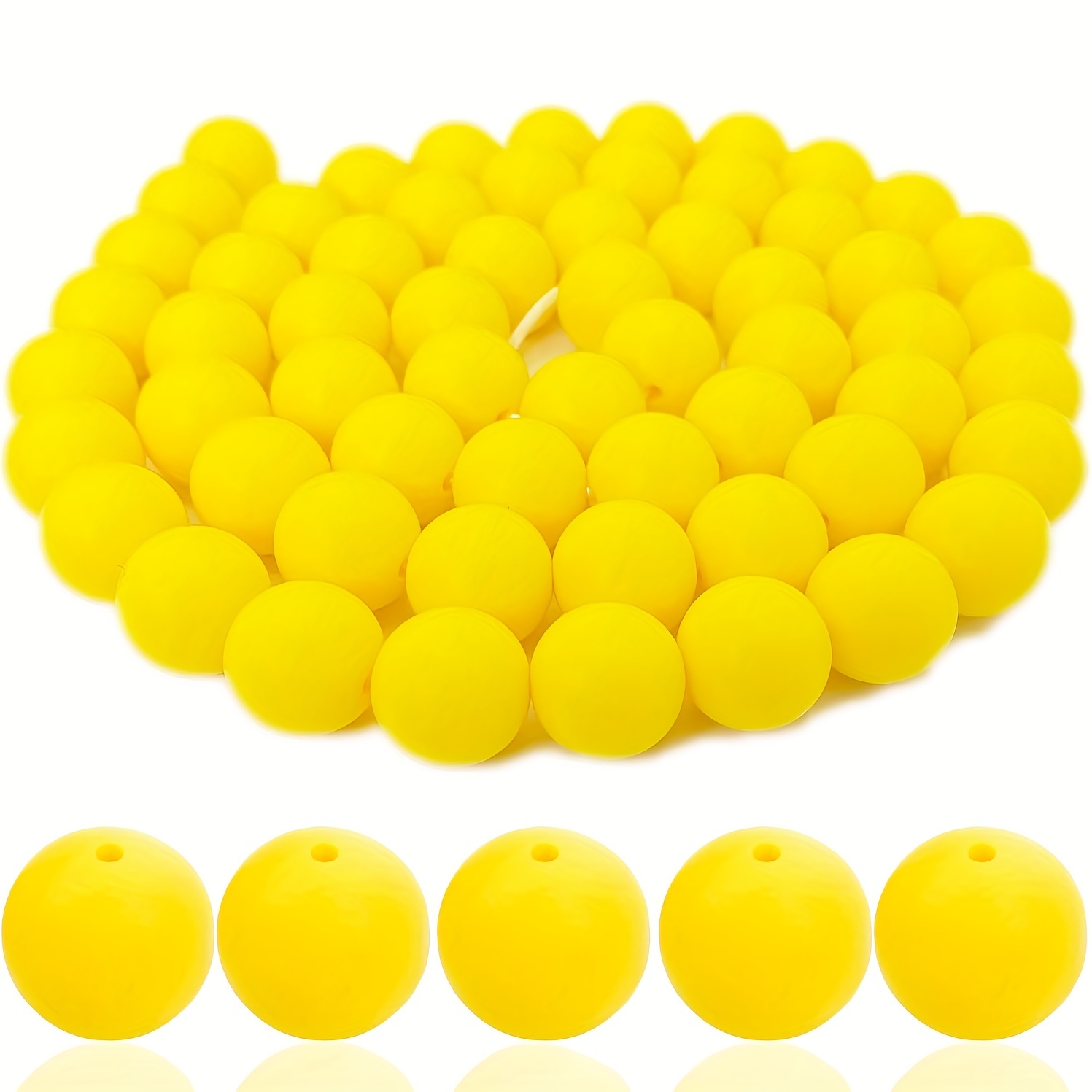 60 PCS Round Silicone Focal Beads Bulk Rubber Beads Silicone Beads Necklace