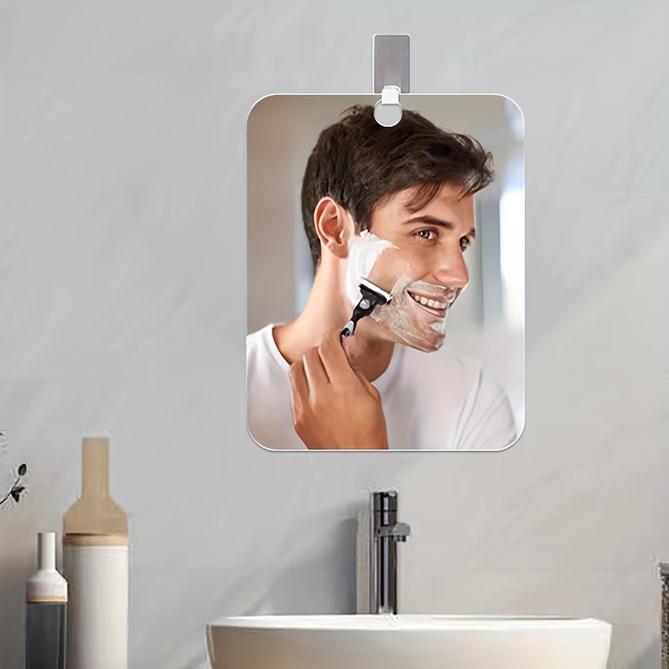 Duschspiegel, Beschlagfrei, Zum Rasieren, Wandaufhängung,  Badezimmerspiegel, Quadratisch, Tragbar, Anti-Beschlag-Glasspiegel Mit  Rasiererhalter