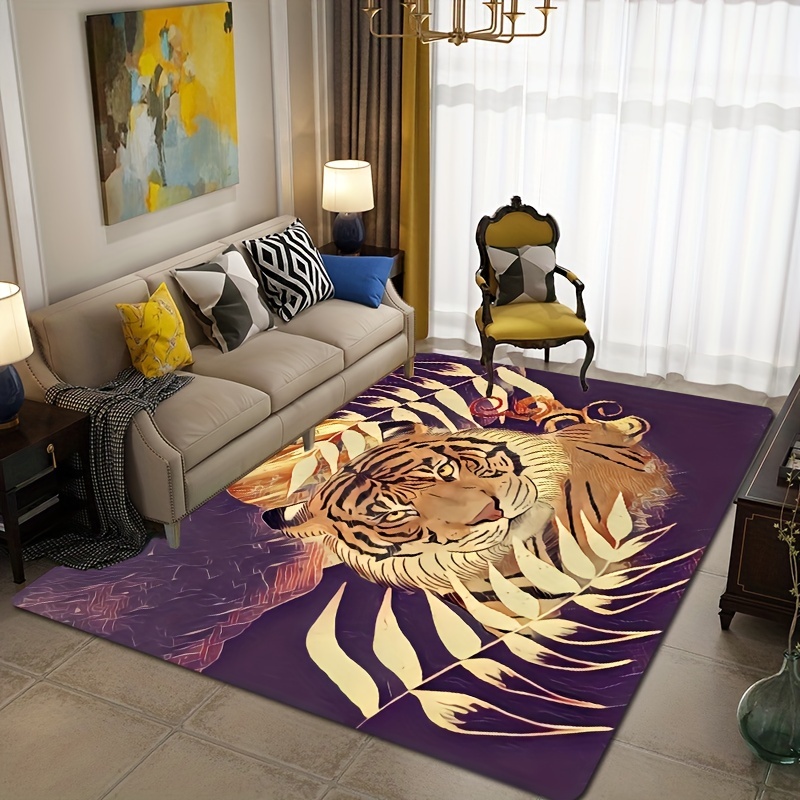 Tiger Print Rug Faux Tiger Fur Non slip Mat Area Rug Home - Temu