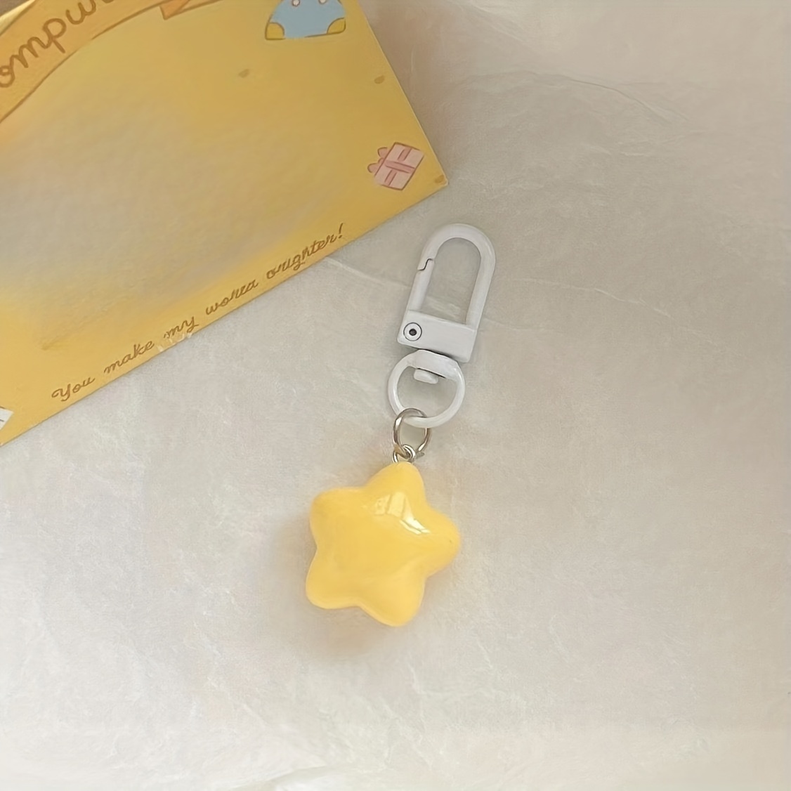 Yellow Star Keychain Pink Heart Backpack Pendant