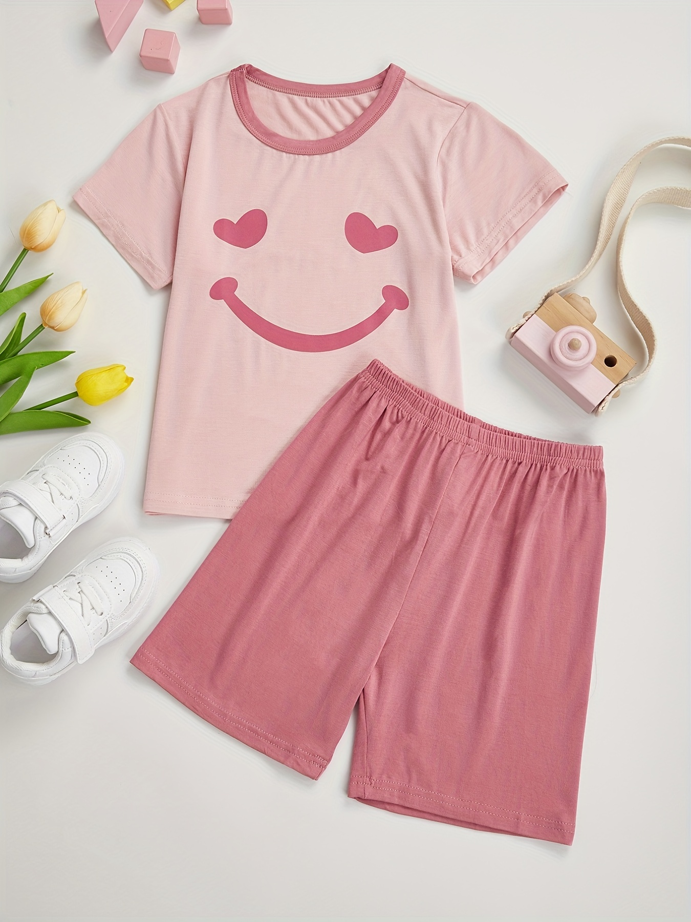 Sleep On It Girls Pajamas Short Sets 4 Piece Tank Top and Short Sleeve  Summer Sleepwear for Kids (2 Full Sets)