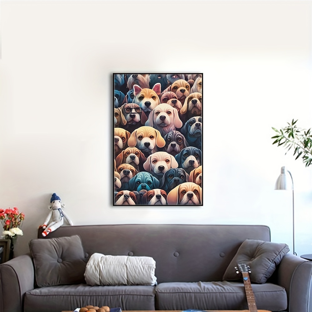 1pc Canvas Poster Cartoon Dog Wall Art Decor For Living Room Temu