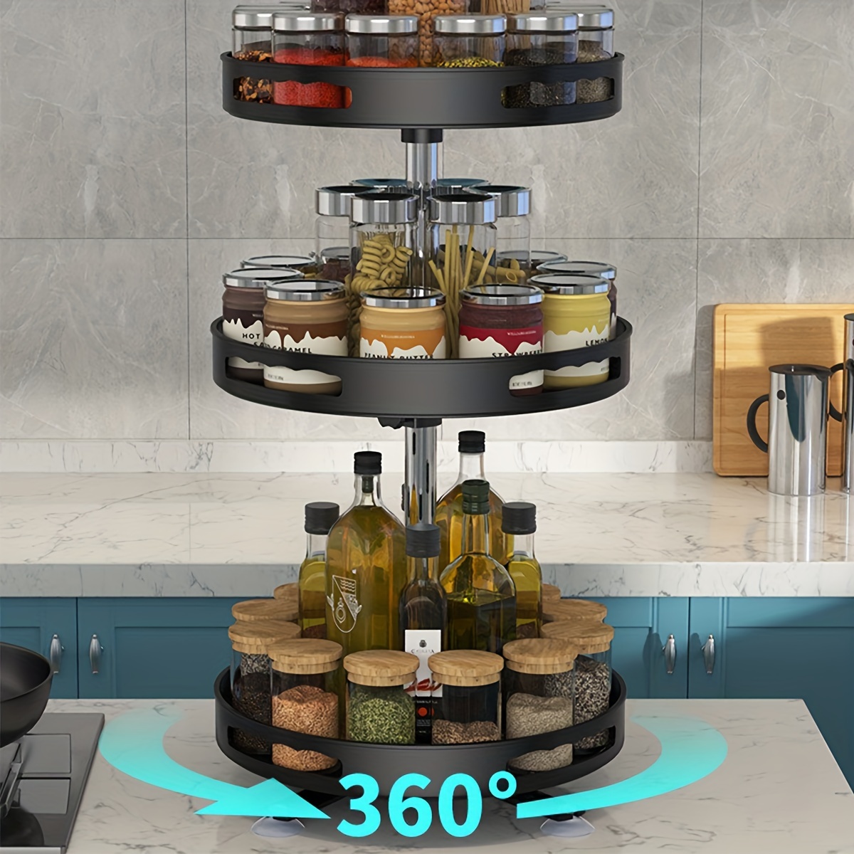Estante de almacenamiento giratorio transparente para cocina, organizador  giratorio de 360 ​​grados, plato giratorio de gran espacio redondo elevado  – Los mejores productos en la tienda online Joom Geek