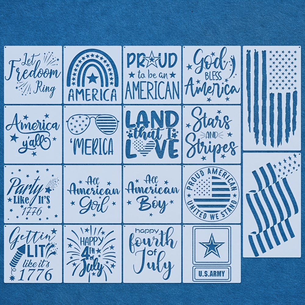 50 Stars Stencil Template - Reusable Memorial Day Stencil of American Flag 50 Stars Pattern Stencil for President's Day Decorations Painting Wood 