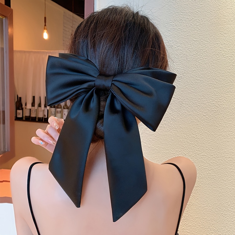 Satin Hair Bows Ties for Girls Women Silk-Stylish French Bow Hair