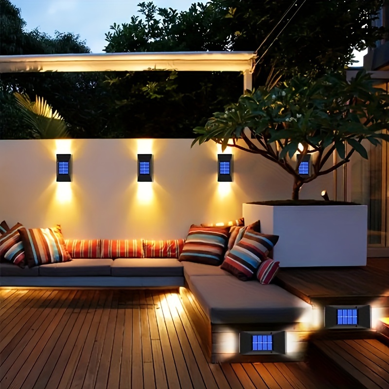 Luces LED solares para decoración de jardín, candelabro de pared para  valla, iluminación para exteriores, 4/