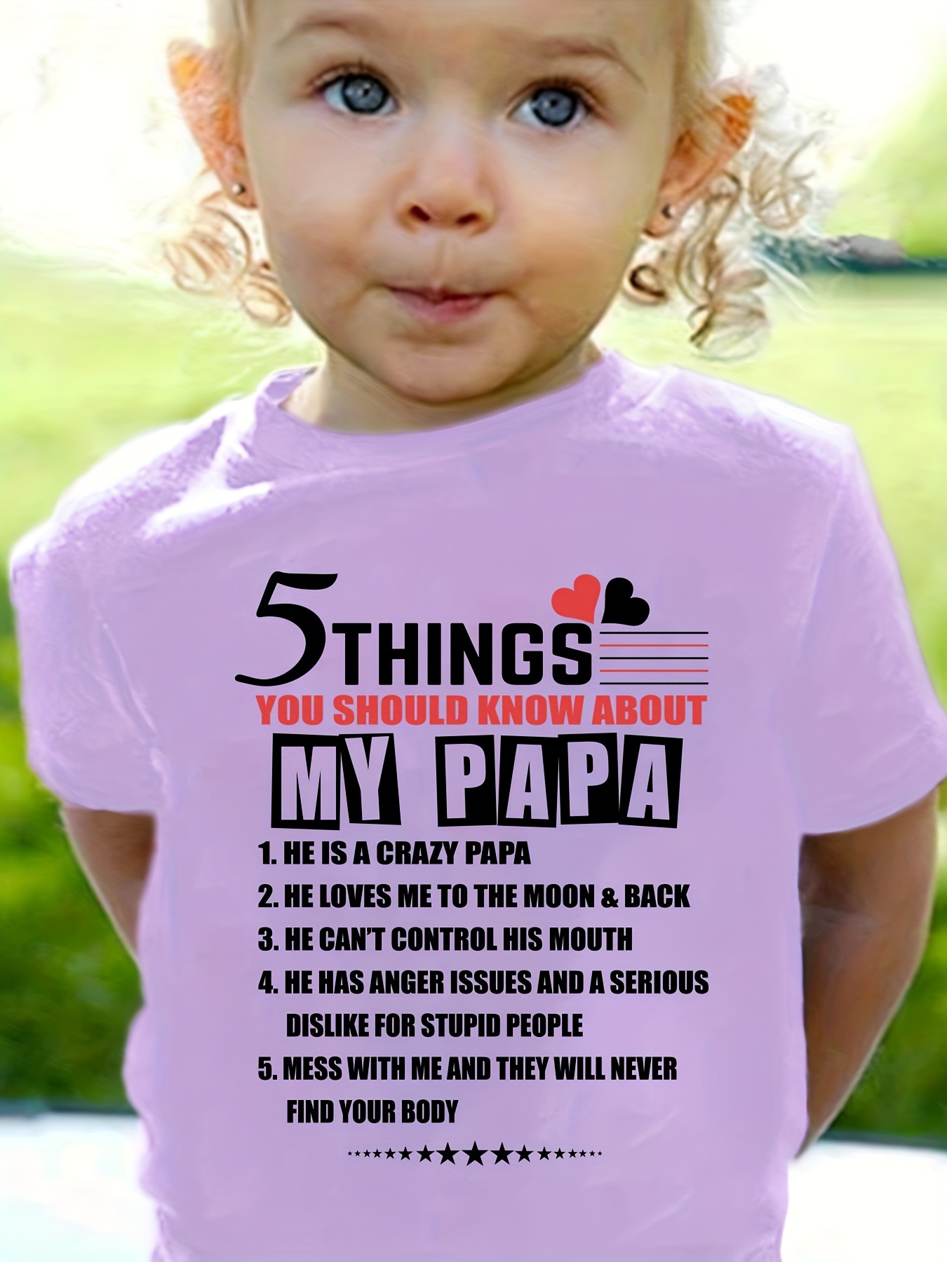 5 Things Know Papa Print Crew Neck T shirt Solid Tees - Temu