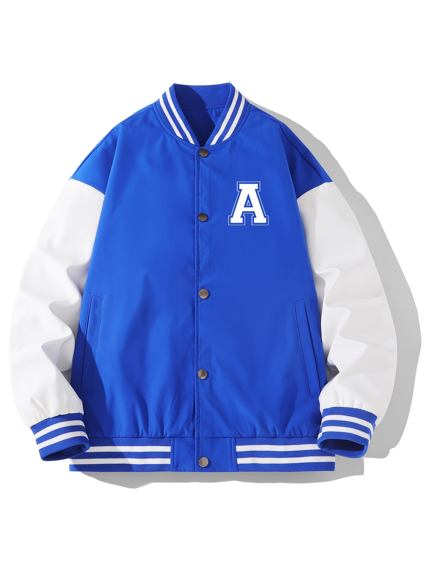 Men's Casual Baseball Jackets, A Print Snap Button Jackets With Multicolor  - Temu