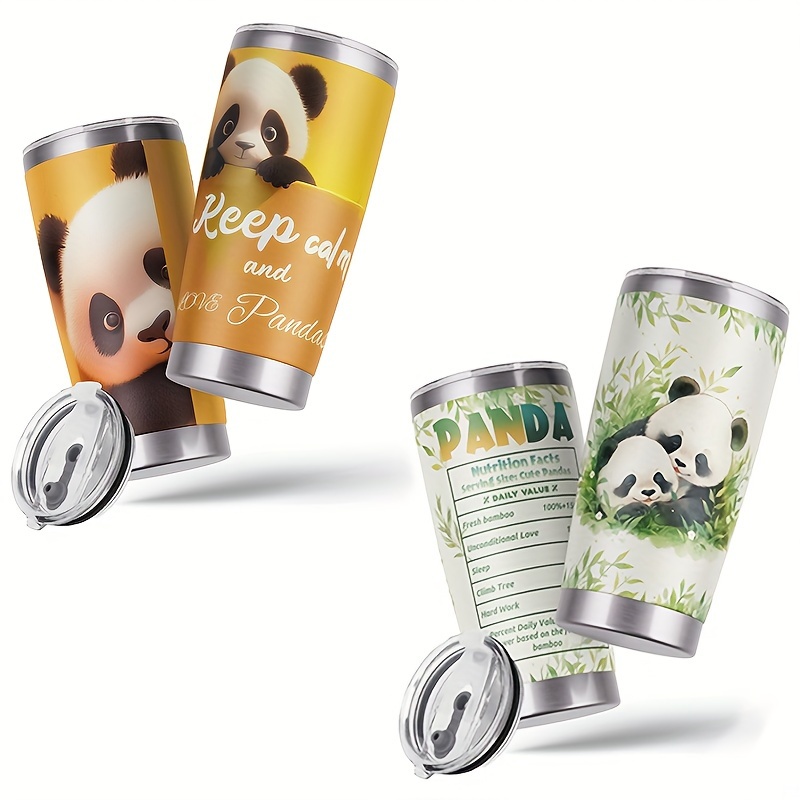 NymphFable 12oz Panda Gifts Wine Tumbler with Lid and Straw Insulated  Stainless Steel Panda Cups