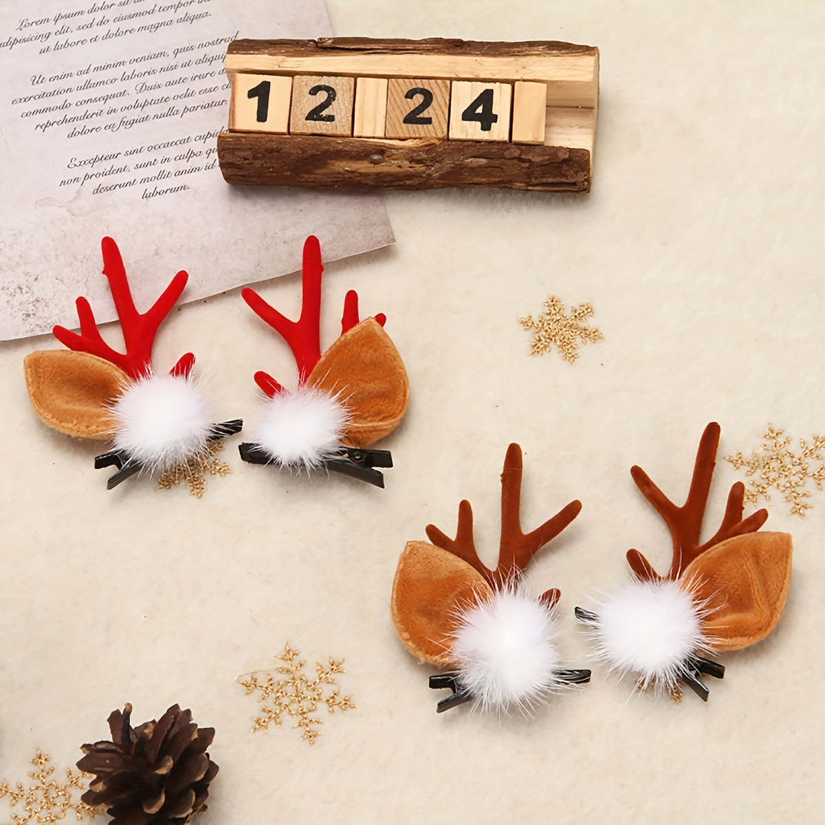 2pcs Christmas Hair Clip Cute Reindeer Antlers Hair Clips, Bobby Pins, Hairpins Christmas Hair Accessories for Girls Women,Bows,Temu