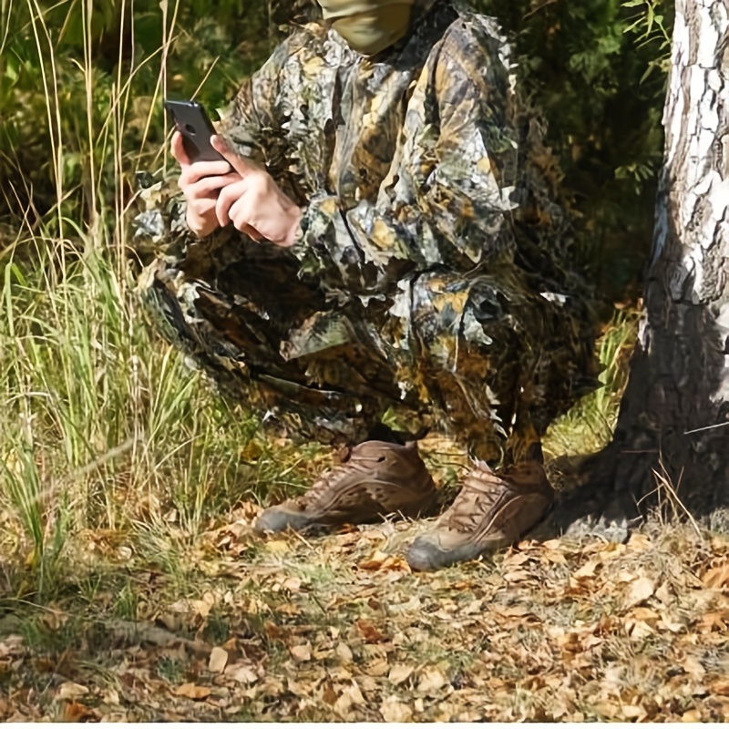 Outdoor Ghillie Suit Camouflage Clothes Jungle Suit Leaves Clothing Hunting  Suit