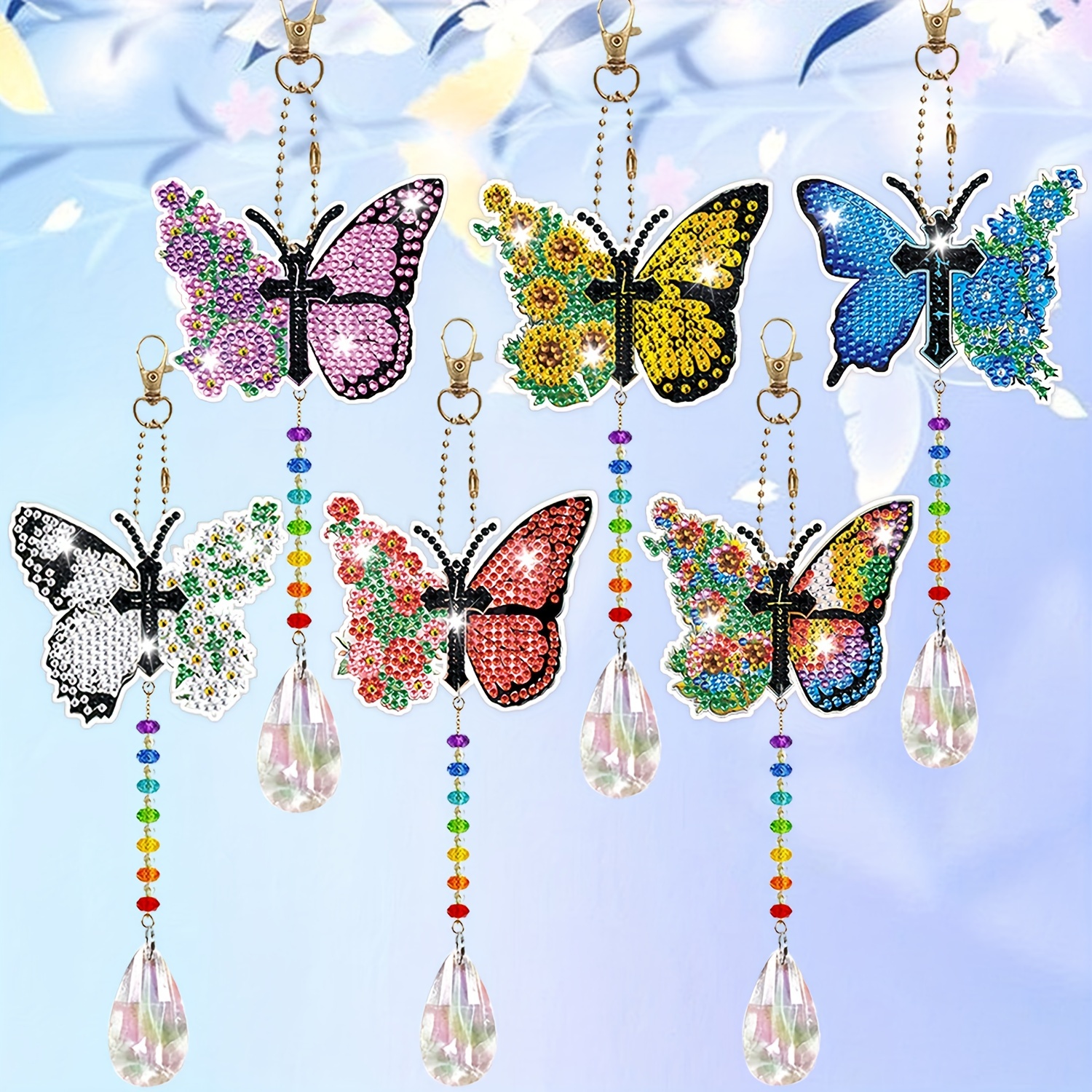 Artificial Diamond Painted Butterfly Double sided Wind Chime - Temu