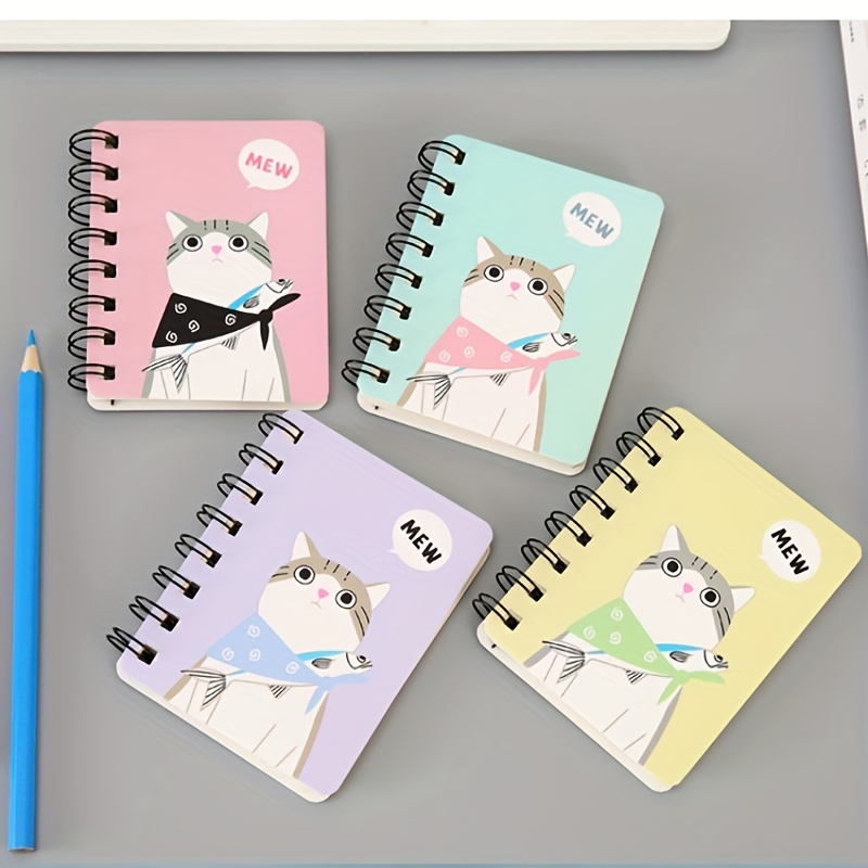 Cute Cat Notebook Japanese Sketchbook Pu Leather Cover Journal Notebook  Diary School Supplies (green)