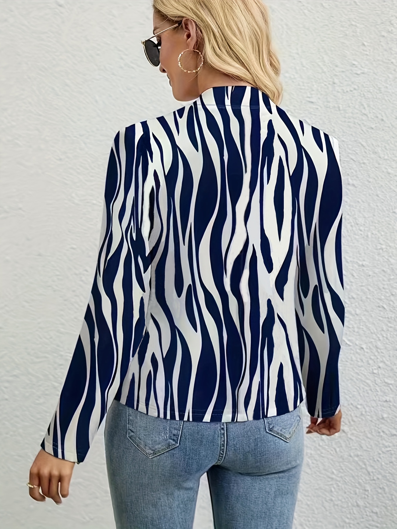 Women's Plus Allover Print Split Collar Blazer