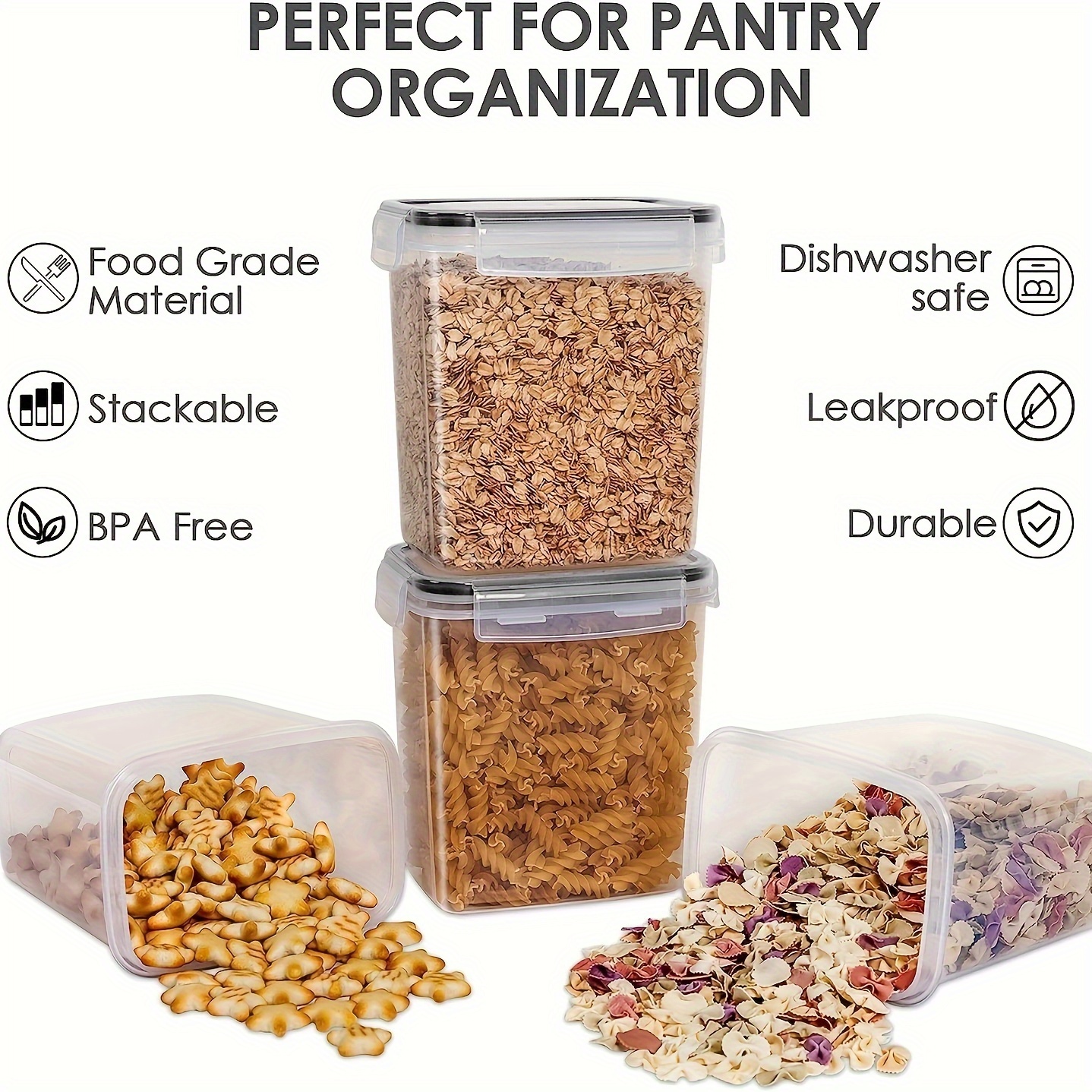 Airtight Food Storage Containers With Lids For Kitchen & Pantry  Organization,bpa Free Kitchen Canisters For Cereal,flour,oats,w/  Marker,labels - Temu