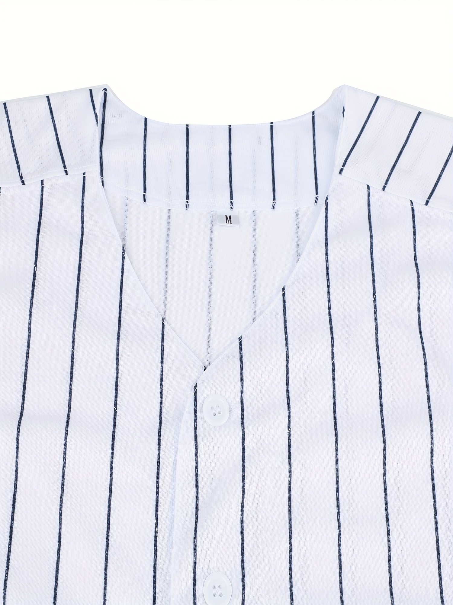 Augusta L Pinstripe Full-Button Jersey White/Red 1685