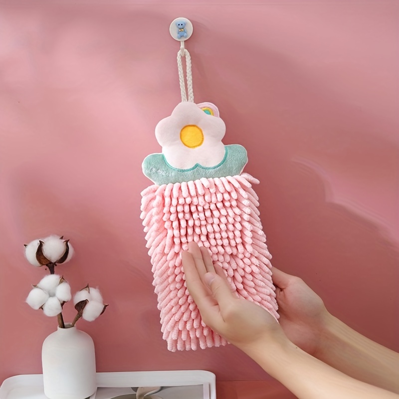 Chenille Flower Hand Towel, Can Be Hung Double Thickened Absorbent Hand  Towel, Hand Towels With Hanging Loop - Temu