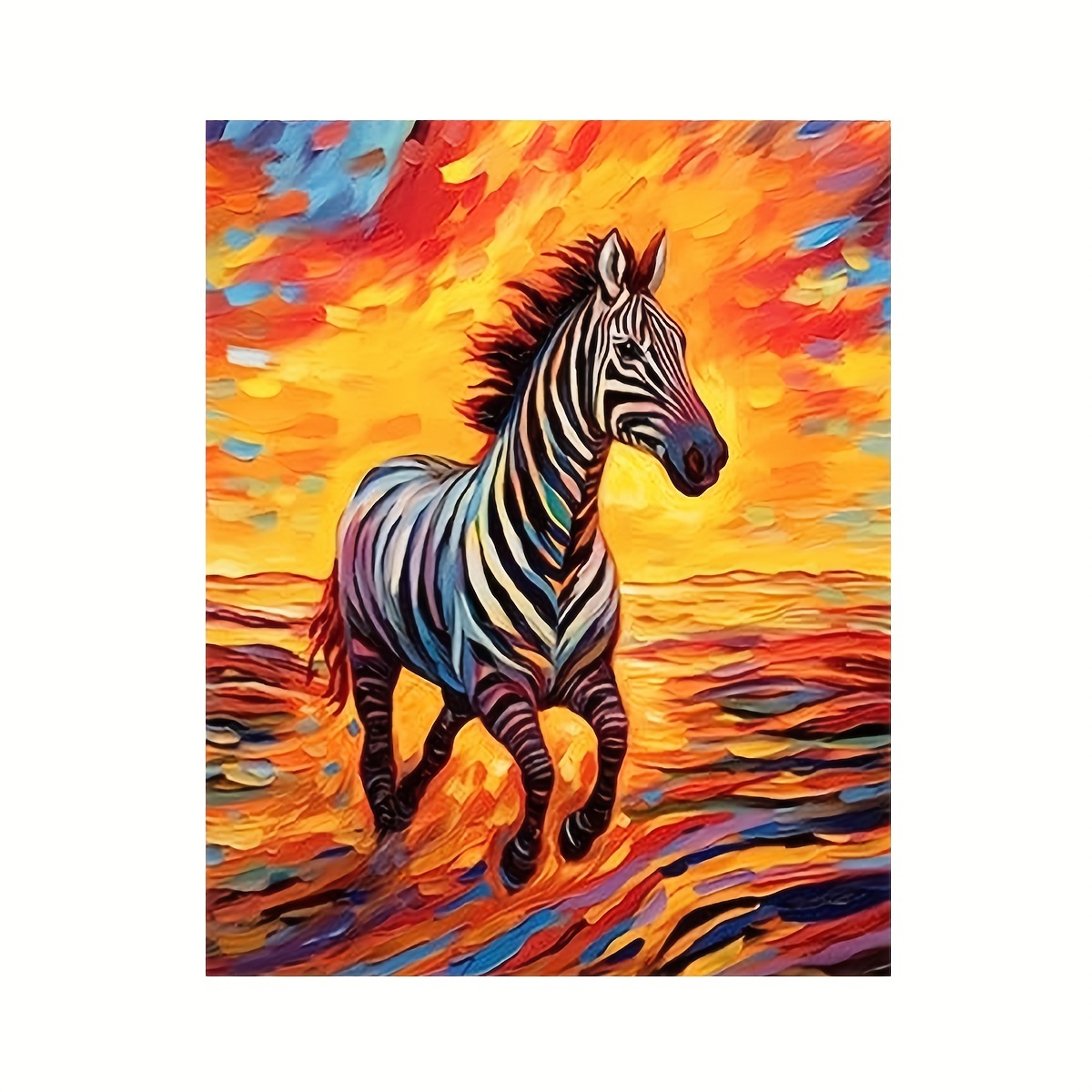 Paint by Number Gift for Adults Colorful Zebra 