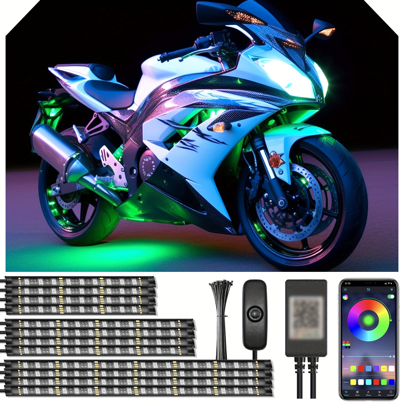 Kit Luci A Led Moto Rgb 6 Pezzi Luci Impermeabili Controllo - Temu Italy