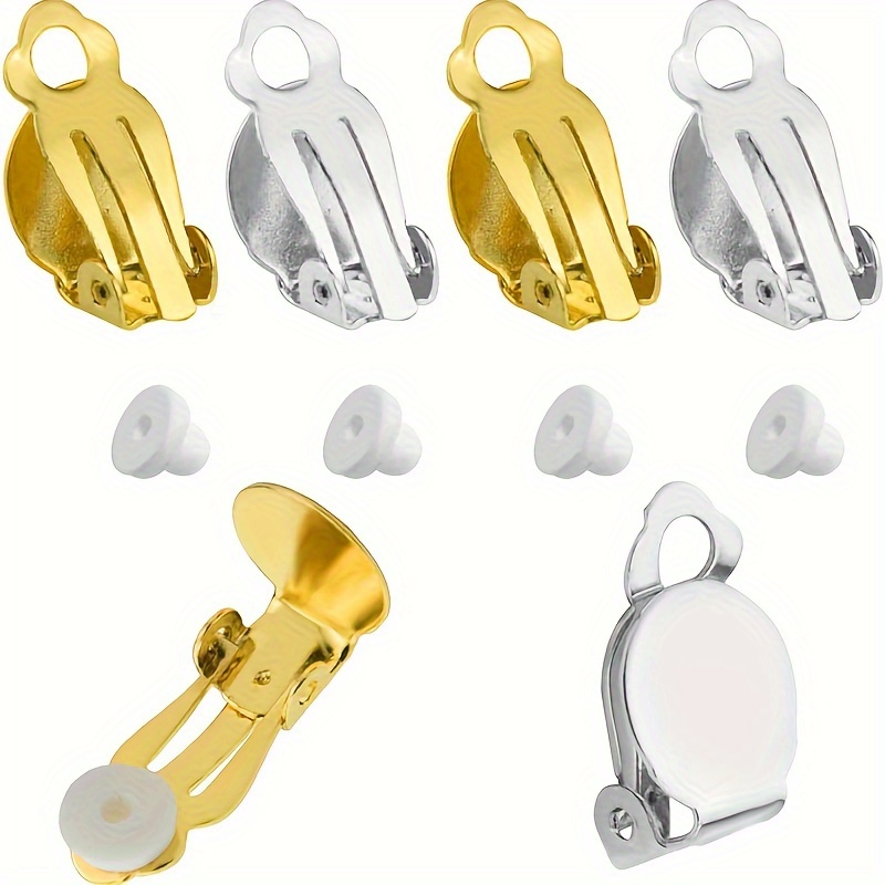 Jewelry Making Kits DIY Earring Set with Clip-on Earrings Findings Plastic  Ear Clip Pad Non-pierced Ear Converter Blank Bezel
