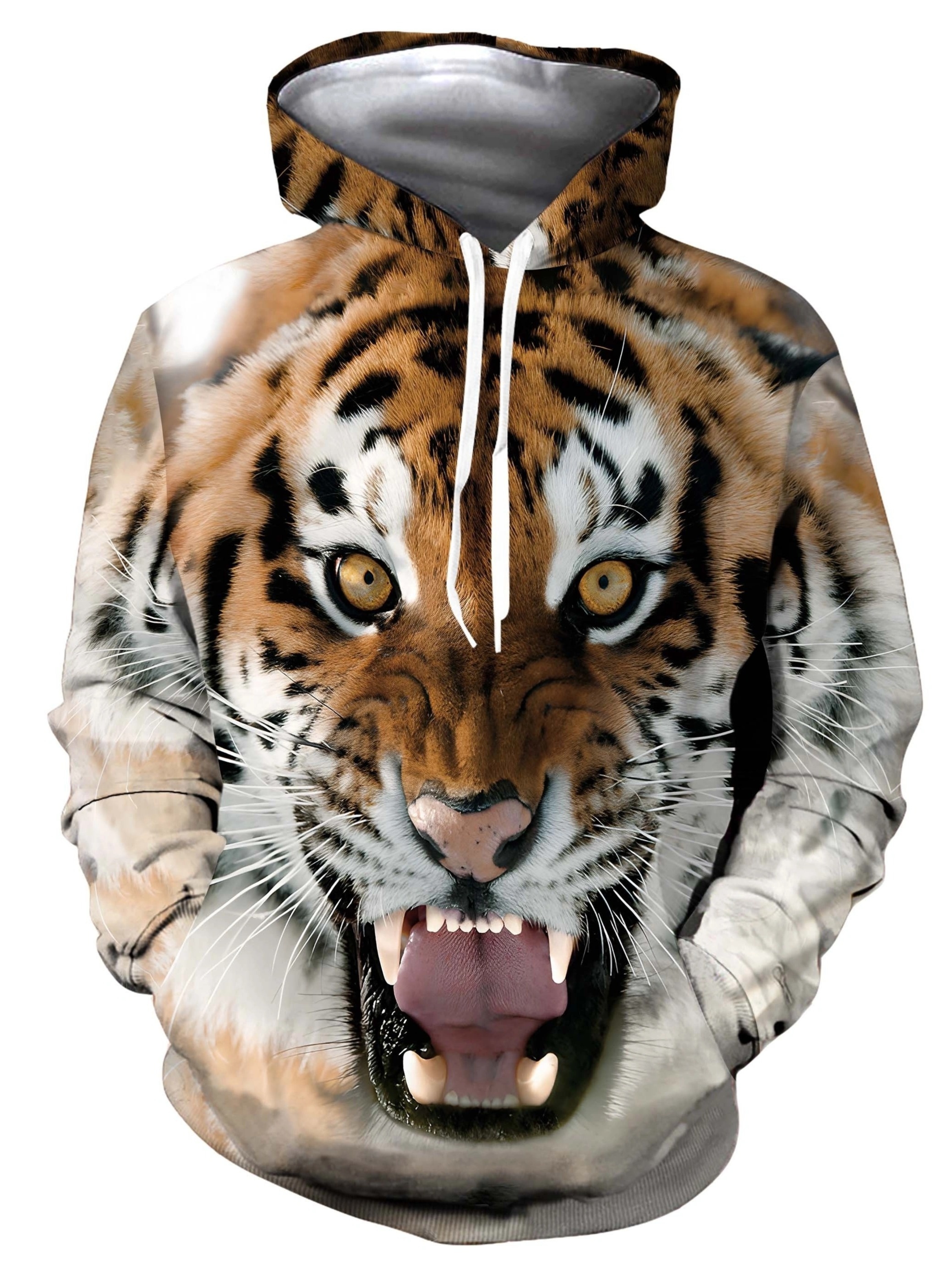 Men's Stylish Loose Tiger Pattern Hoodie Pockets Casual - Temu