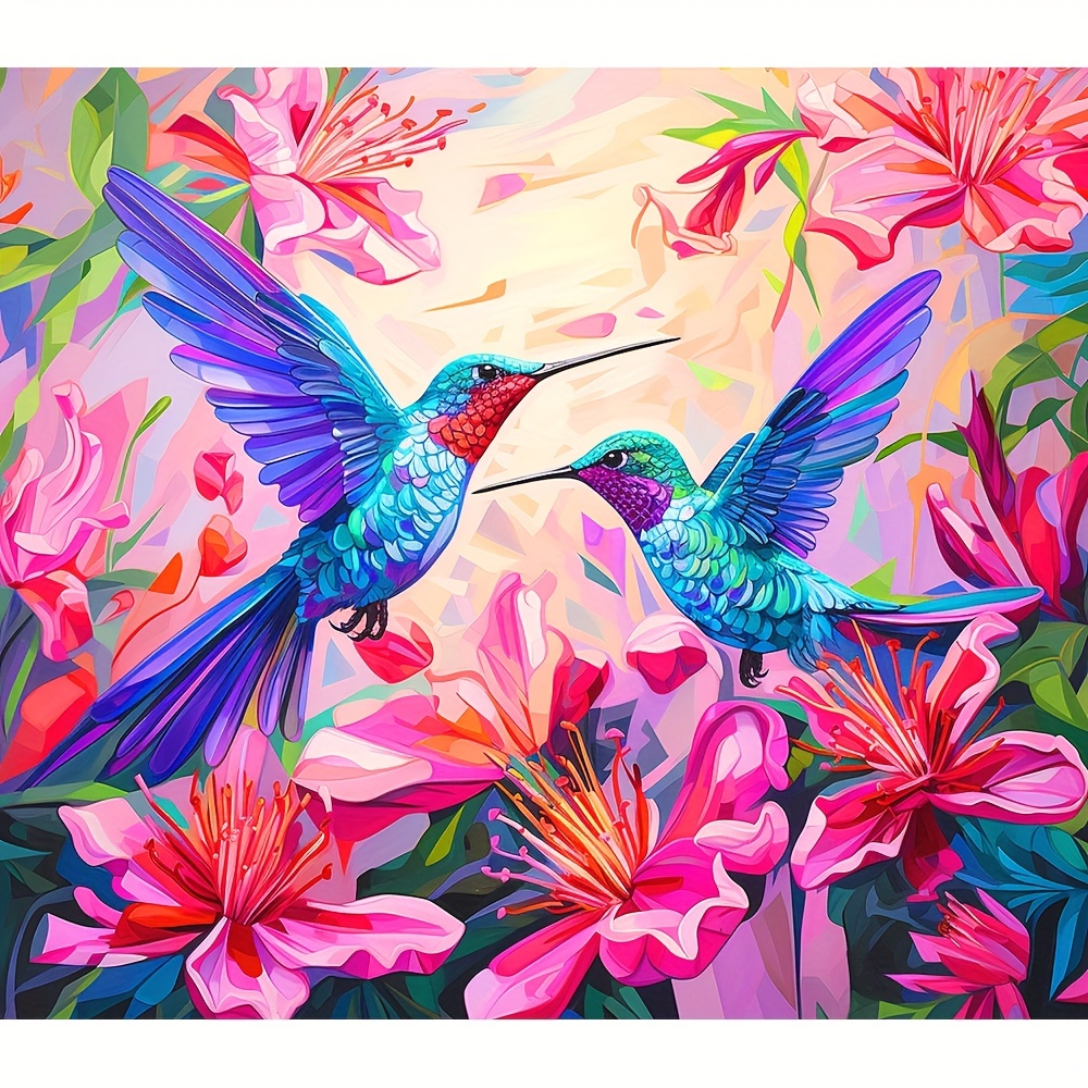 Large Size Without Frame Diy 5d Diamond Colorful Hummingbird - Temu