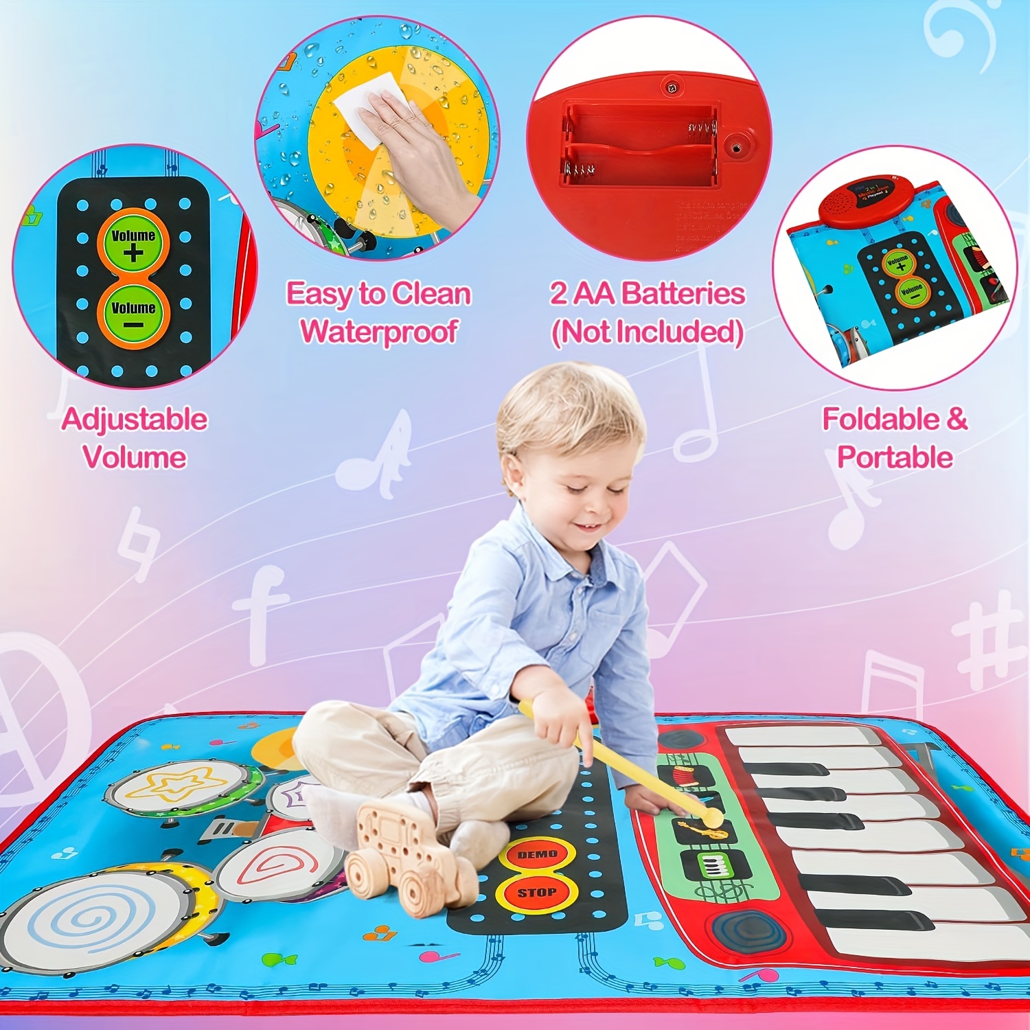 Juguetes para regalos de niñas de 1 año, tapete de piano 2 en 1