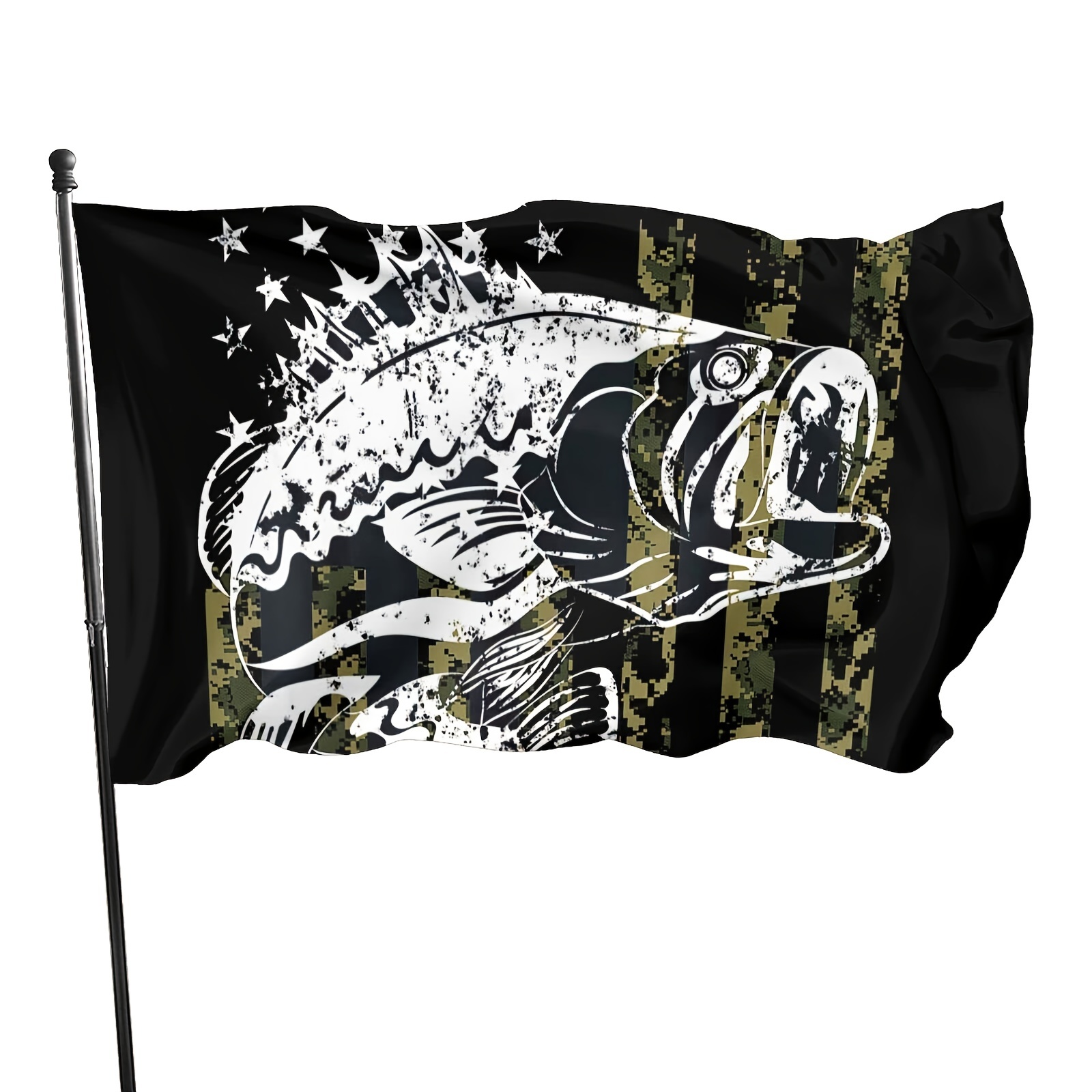 American Flag Camouflage Bass Fishing Flag Outdoor Banner - Temu