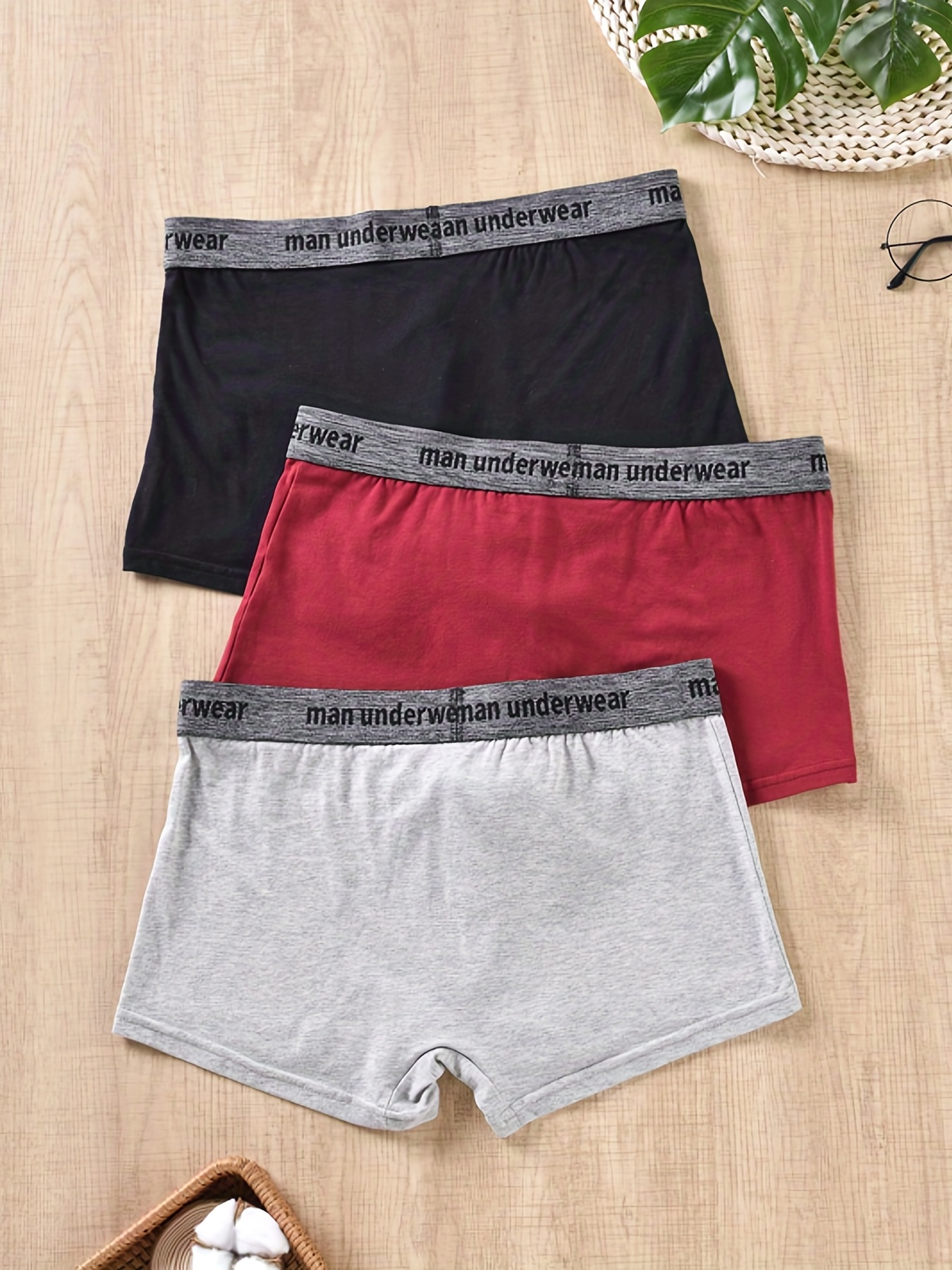 Mens Underwear Cotton Boxer Briefs Boxers Breathable Comfortable Underpants