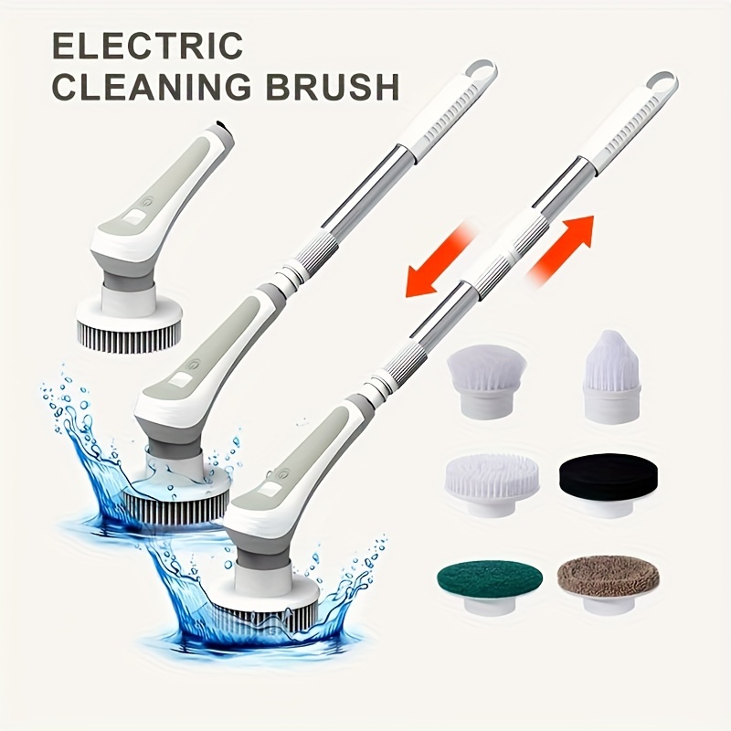 1 Set, Electric Spin Scrubber With 6 Replaceable Cleaning Brush Heads,  Cordless Electric Scrubbing Brush, Bathroom Cleaning Scrubber, Rechargeable  Spi