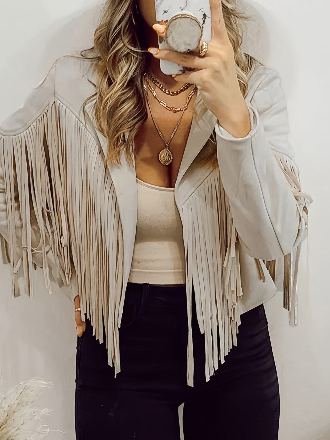 Women's Fringe Jacket Faux Suede Leather Jackets Fashion Tassel Moto Biker  Cropped Coats Cardigan 70s Hippie Clothes : : Clothing, Shoes &  Accessories