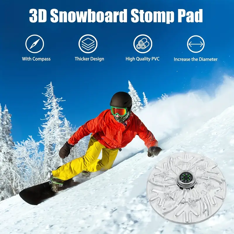 1pc Snowboard Stomping Pad Avec Boussole, Matériau PVC Antidérapant  Snowboard Pad, 3D Forme De Flocon De Neige Stomping Pad (15 X 15 X 0,5  Cm/5,91 X