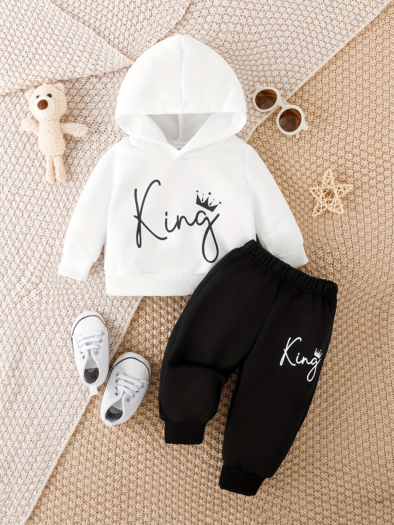 Girls Baby Print Outfits Cropped Hoodies + Tank Top +jogger - Temu