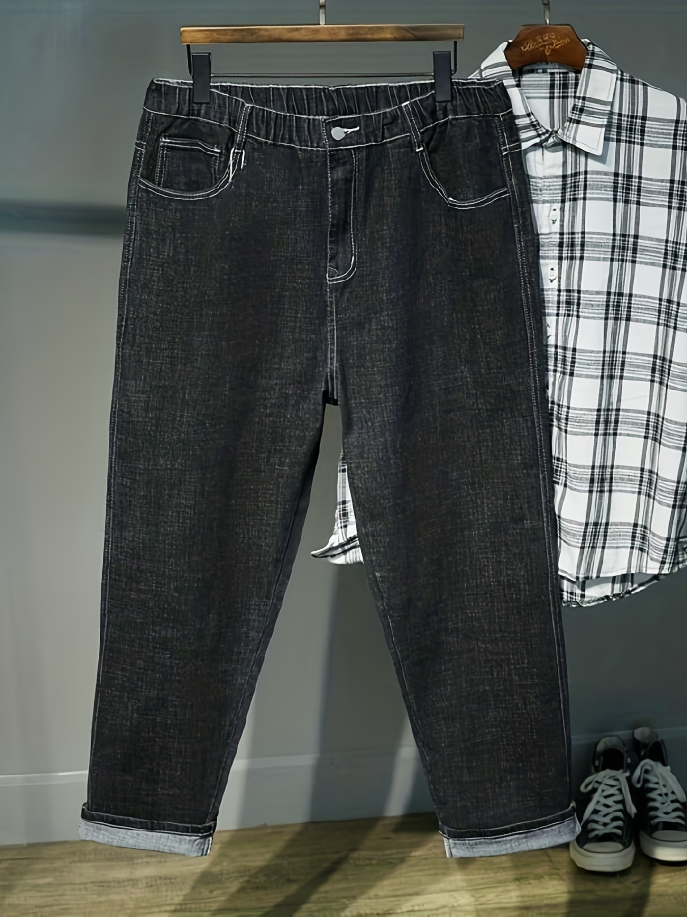 Pantalon de jogging en jean pour homme, surdimensionné, longueur cheville,  mode Hip Hop, sarouel, grande taille 42 44 46 48, collection été automne  2020
