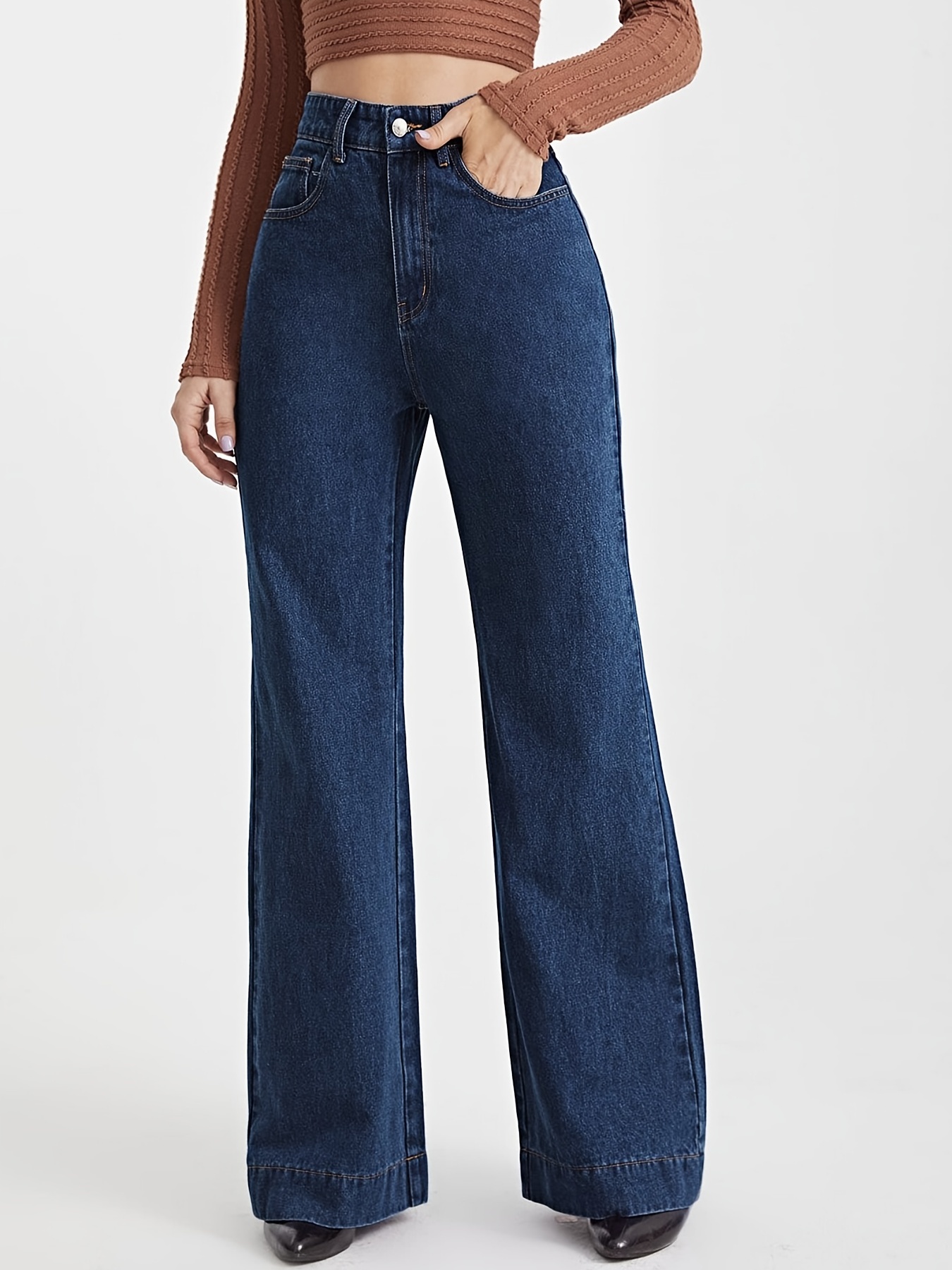 High Rise Loose Fit Wide Leg Boyfriend Jeans High Waist - Temu