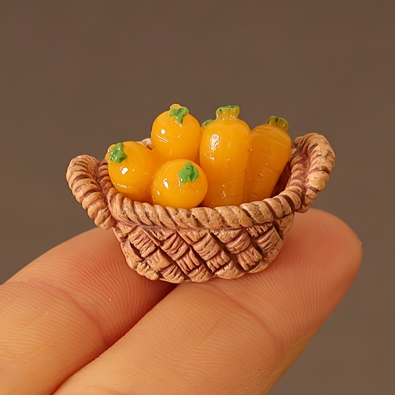 set 3pcs mix/7pcs mix doll house simulation vegetable mini carrot bamboo  woven basket miniature food play model shooting props