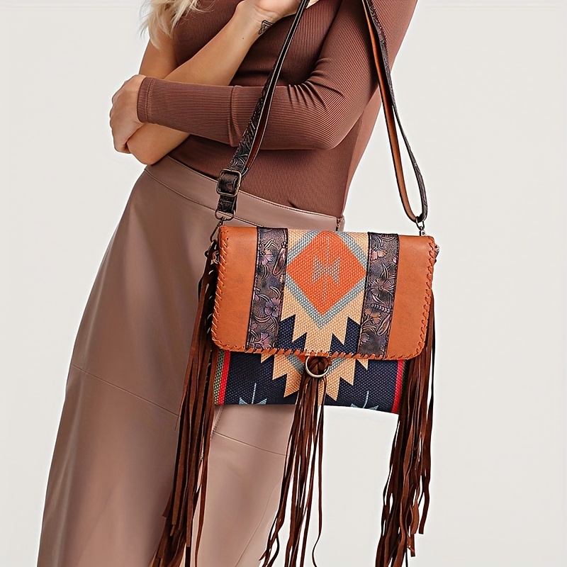  2 Pieces Women PU Leather Fringe Purse Boho Crossbody Tassel  Purse Vintage Black Tassel Handbags Brown Crossbody Bags Hippie Western  Shoulder Handbag for Women Girls, Black Brown : Clothing, Shoes 