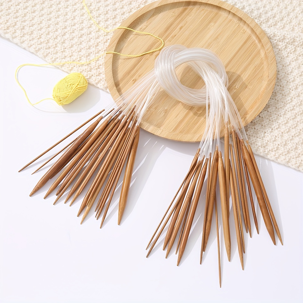 Interchangeable Knitting Needle Set, Carbonized Bamboo Crochet Needle  Aluminum Circular Knitting Ring Set with Storage Bag for DIY Handmade  Knitting