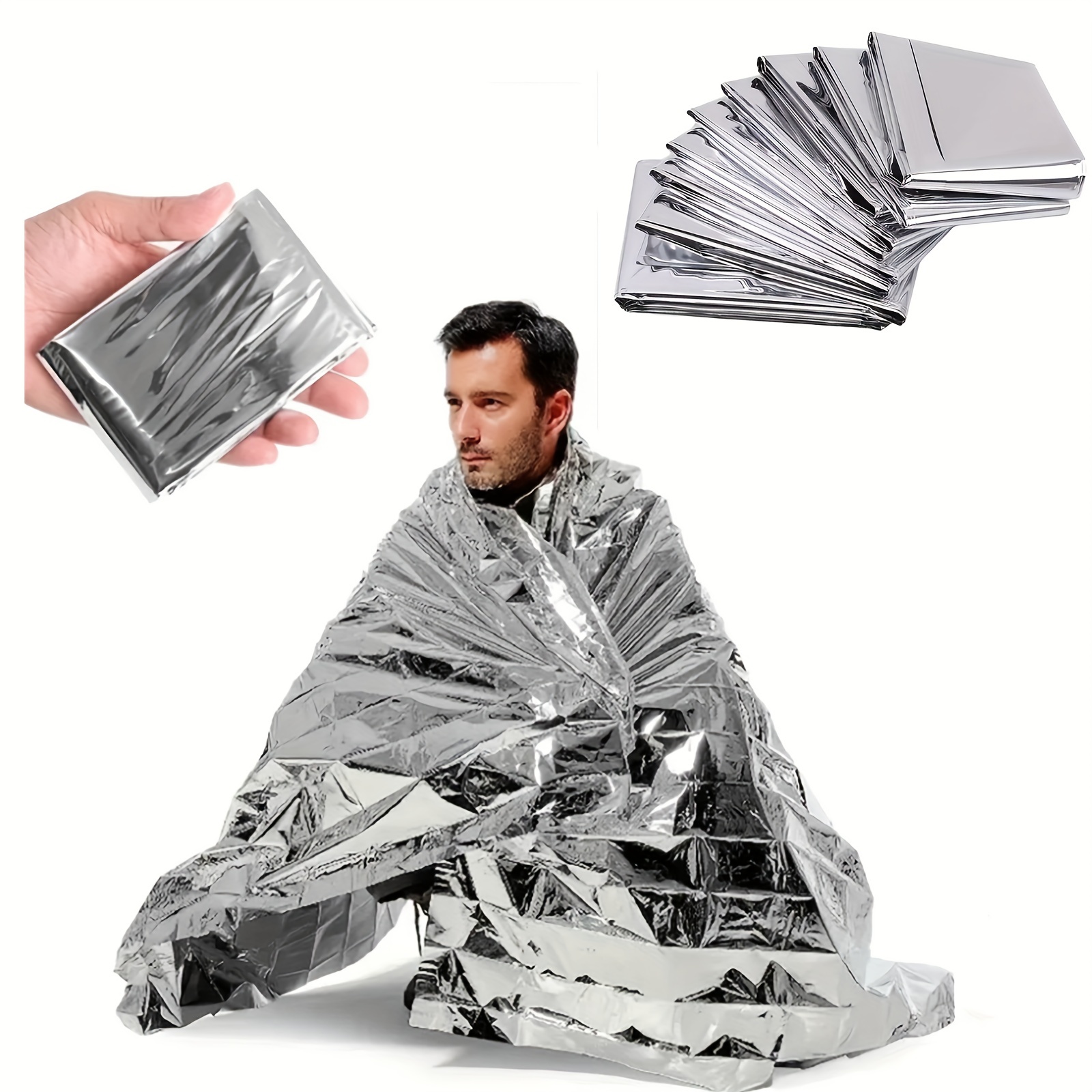 

Compact Emergency Mylar Thermal Blankets - Waterproof & Retains Body Heat - Ideal For First Aid Kits & Natural Disasters - 51.18 X 82.67 Inch