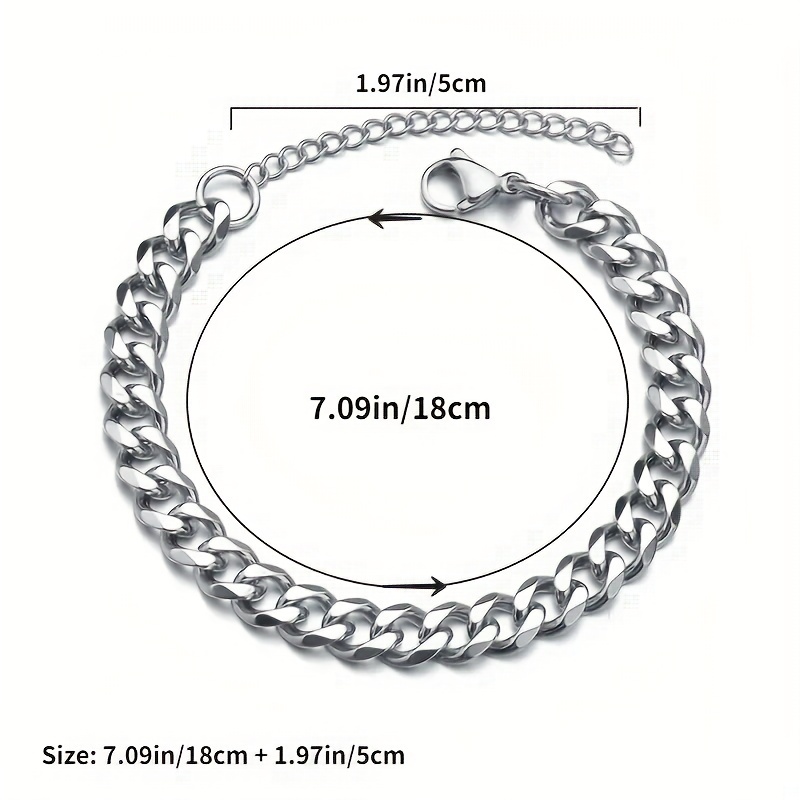 ZumrutStainless Steel Casual Hand Hip Hop Mens Cuban Chain Style Bracelet  with S Lock for Men/Boys