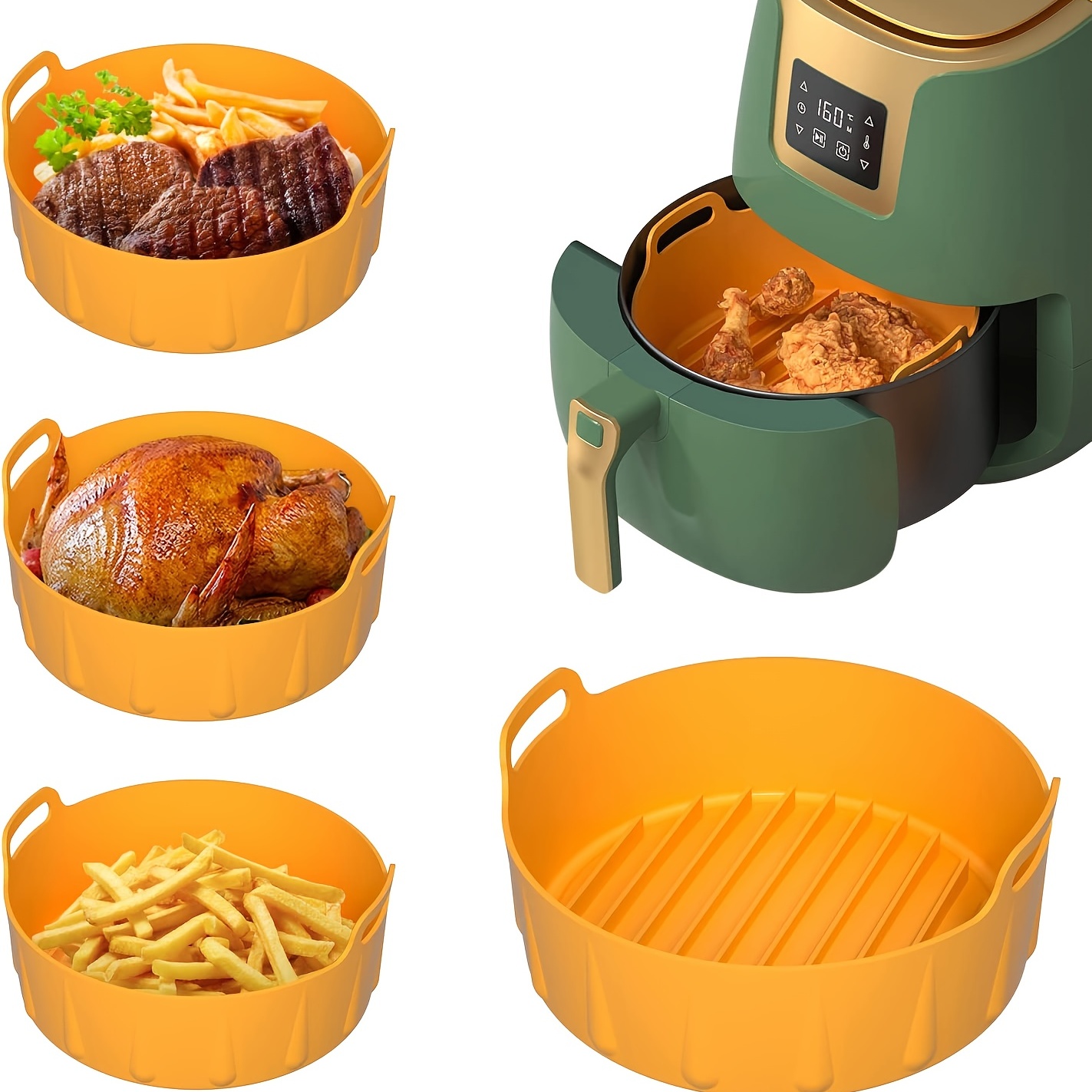 1PC Air Fryer Silicone Pot, Air Fryer Silicone Liners Round Food