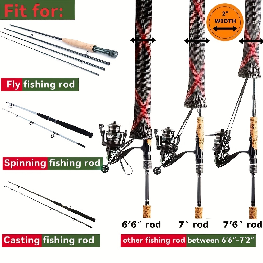 Fishing Rod Cover Sleeve Rod Ties Straps Braided Mesh - Temu